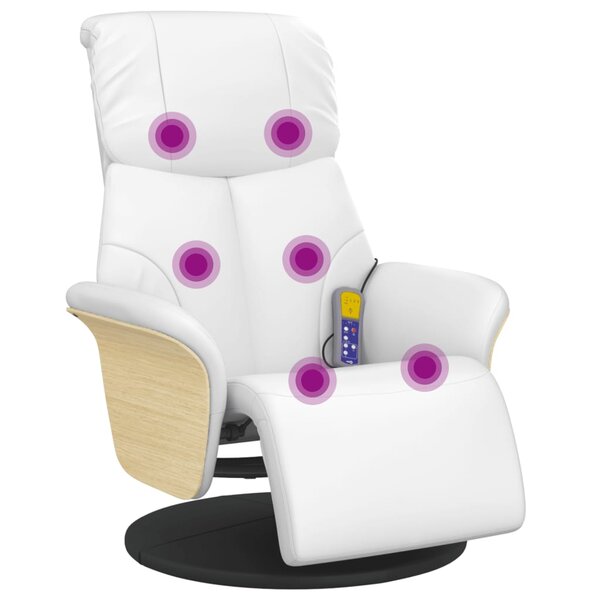 vidaXL Fauteuil inclinable de massage repose-pieds blanc similicuir