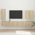 vidaXL Ensemble de meuble TV mural Montage mural 6 Pièces Chêne Sonoma