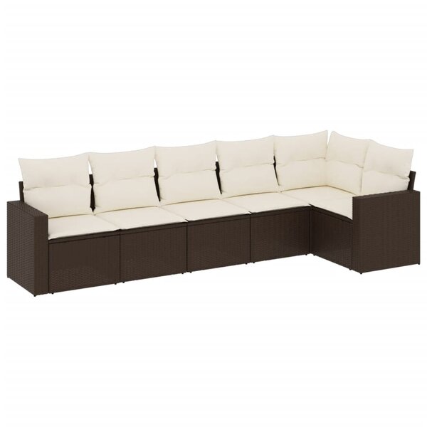 vidaXL Salon de jardin avec coussins 6 Pièces marron résine tressée