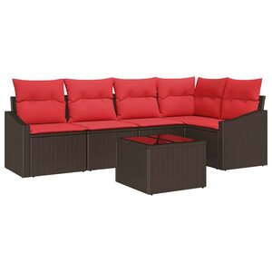 vidaXL Ensemble de Canapés avec coussin 6 Pièces Marron polyrotin