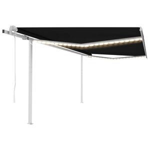 vidaXL Auvent automatique capteur de vent et LED 4x3 5 m Anthracite