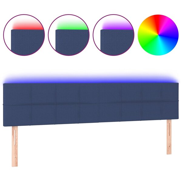 vidaXL Tête de lit à LED Bleu 160x5x78/88 cm Tissu