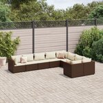 vidaXL Salon de jardin avec coussins 9 Pièces marron résine tressée