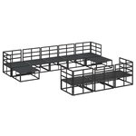 vidaXL Ensemble de canapé de jardin avec coussin 10 Pièces Noir Aluminium
