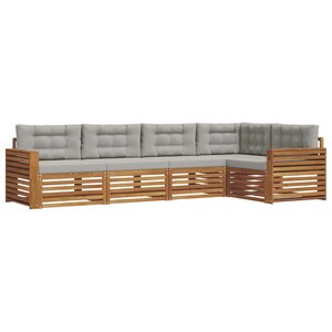 vidaXL Ensemble de canapés d'extérieur 5 Pièces Gris Naturel et Clair