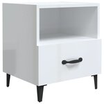 vidaXL Table de chevet Blanc brillant Bois d'ingénierie