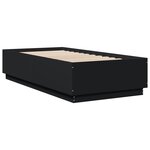 vidaXL Cadre de lit avec lumières LED noir 75x190 cm bois d'ingénierie