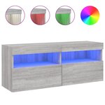 vidaXL Meuble TV mural avec lumières LED sonoma gris 100x30x40 cm
