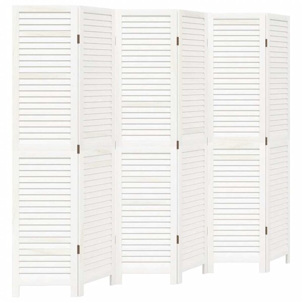 vidaXL Cloison de séparation 6 panneaux blanc bois de paulownia massif