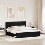 vidaXL Cadre de lit avec tête de lit Noir 200 x 200 cm Pin massif