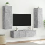 vidaXL Meuble TV mural avec lumières LED gris béton 80x35x41 cm