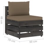 Vidaxl salon de jardin 9 pièces avec coussins bois imprégné de gris