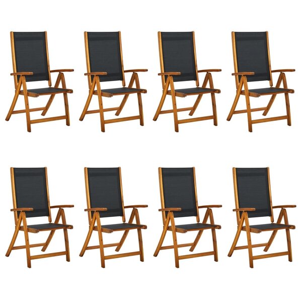 vidaXL Chaises de jardin pliantes lot de 8 acacia massif et textilène