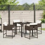 vidaXL Ensemble de salle à manger pour jardin 5 Pièces Marron Poly rotin