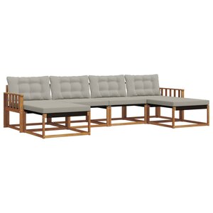 vidaXL Ensemble de canapés d'extérieur 6 Pièces Gris Naturel et Clair