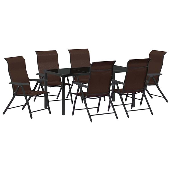vidaXL Ensemble de salle à manger pour jardin 7 Pièces Marron Poly rotin