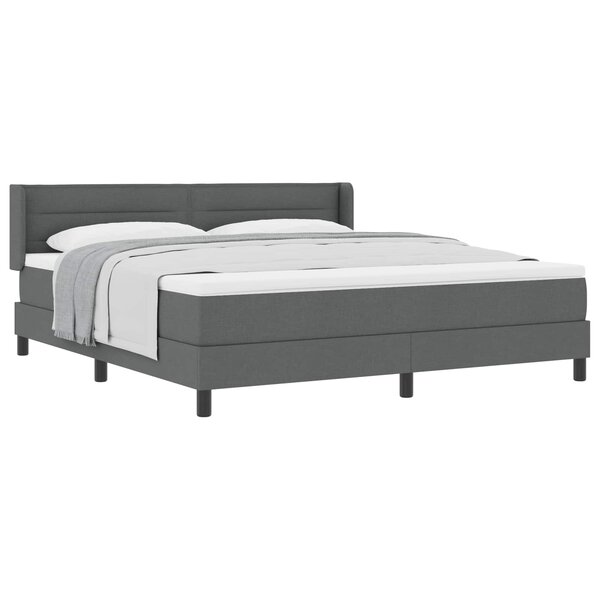 vidaXL Lit à ressorts avec matelas Gris foncé 200 x 180 cm Polyester