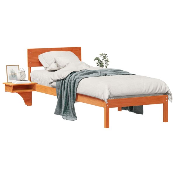 vidaXL Cadre de lit avec tête de lit Brun cire 75 x 190 cm Pin massif