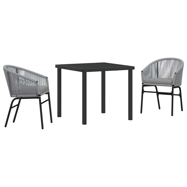 vidaXL Ensemble de salle à manger pour jardin 3 Pièces Gris Poly rotin