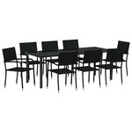 vidaXL Ensemble de salle à manger pour jardin 9 Pièces Noir polyrotin