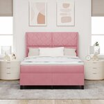 vidaXL Lit à ressorts avec tête de lit Rose 160 x 200 cm Velours