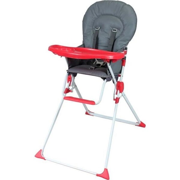 Chaise haute fixe BAMBISOL Gris et rouge - Assise en PVC - Tablette amovible et réglable