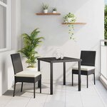 vidaXL Ensemble de salle à manger pour jardin 3 Pièces Noir Poly rotin