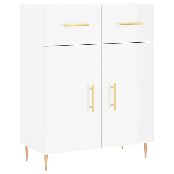 vidaXL Buffet Blanc brillant 69 5x34x90 cm Bois d'ingénierie