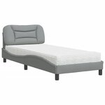 vidaXL Lit avec matelas Hvar gris clair 90x200 cm tissu