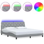 vidaXL Cadre de lit avec LED sans matelas gris clair 180x200 cm tissu