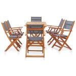vidaXL Ensemble à manger d'extérieur 7 Pièces Gris Bois eucalyptus solide