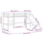 vidaXL Lit mezzanine enfants et rideaux bleu 90x200cm bois pin massif