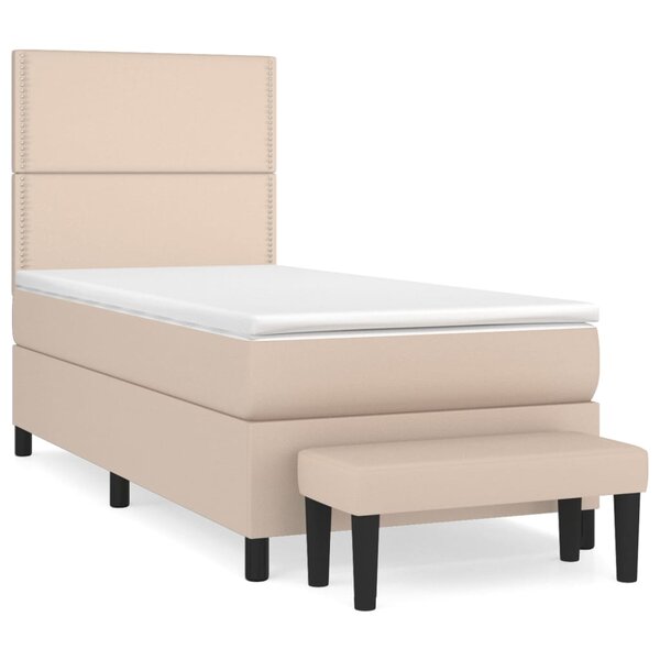 vidaXL Sommier à lattes de lit avec matelas Cappuccino 100x200 cm