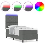 vidaXL Lit à ressorts avec matelas Gris foncé 80 x 200 cm tissu