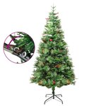 vidaXL Sapin de Noël pré-éclairé et pommes de pin vert 195cm PVC et PE