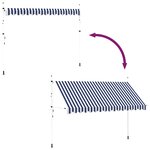 vidaXL Auvent rétractable manuel 400 cm Rayures bleues et blanches
