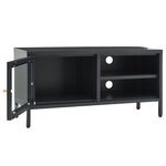 vidaXL Meuble TV Anthracite 90x30x44 cm Acier et verre