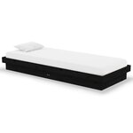 vidaXL Cadre de lit Noir Bois massif 75x190 cm Petit simple