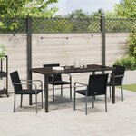 Ensemble de salle à manger de jardin 5 pièces avec des coussins en poly rotin noir