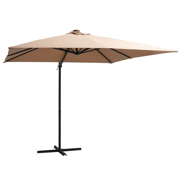 vidaXL Parasol de jardin en porte-à-faux lumières LED et mât en acier