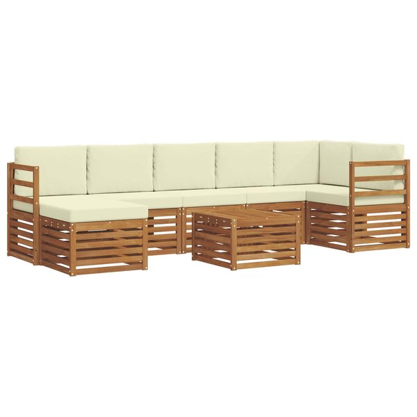vidaXL Ensemble de canapés d'extérieur 8 Pièces Naturel et Crème