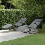 vidaXL Chaises longues à bascule 2 Pièces Gris Acier et textilène