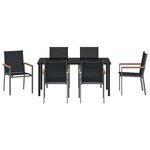 vidaXL Ensemble de salle à manger pour jardin 7 Pièces Noir