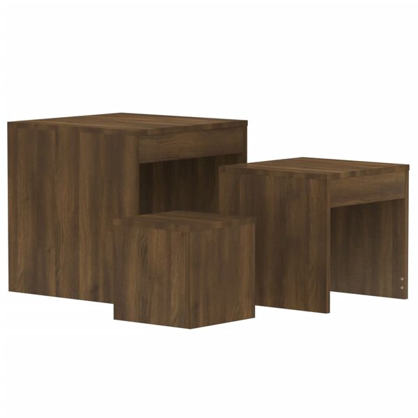 vidaXL Tables gigognes 3 Pièces Chêne marron Bois d'ingénierie