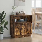 vidaXL Buffet avec LED Chêne fumé 71 x 34.5 x 75 cm Bois d'ingénierie