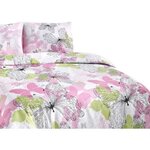 Parure de lit - housse de couette 220 x 240 + 2 taies d'oreiller 60 x 60  65  coton- Rose