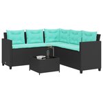 vidaXL Canapé de jardin avec table et coussins en forme de L noir