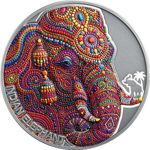 Monnaie INDIAN ELEPHANT Patterns of the World 2 Oz Argent 2000 Francs Cameroon 2026 (PRÉCOMMANDE)