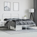 vidaXL Cadre de lit métal avec tête de lit blanc 140x190 cm