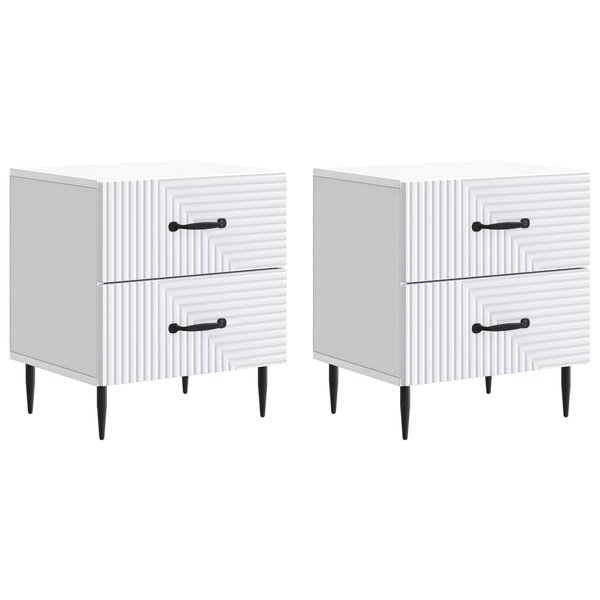 vidaXL Cabinet de chevet avec tiroir 2 Pièces Blanc 43 x 34 5 x 47 5 cm
